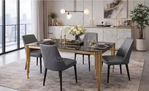 Ensemble Table À Manger Luxe Vitrée + 4 Chaises
