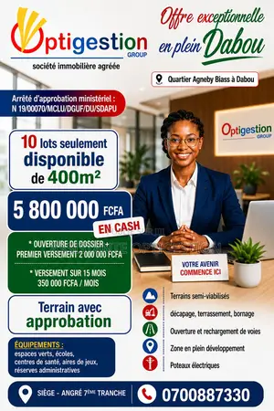 10 Lots De 400 M2 a Dabou