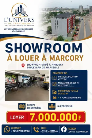 Showroom De 510m2 en Mezzanine À Louer Marcory Boulevard De Marseille