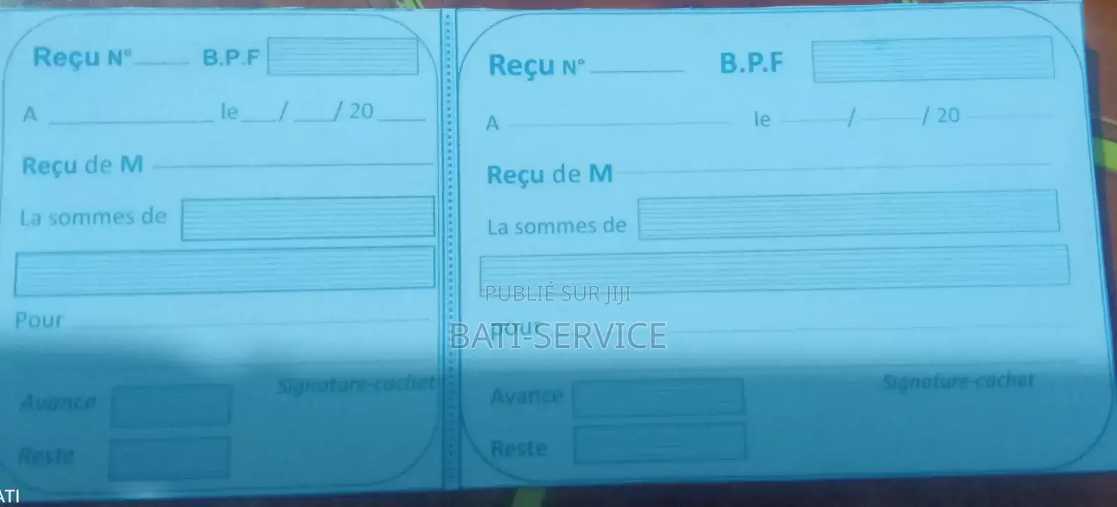 Carnet De Reçu Commercial