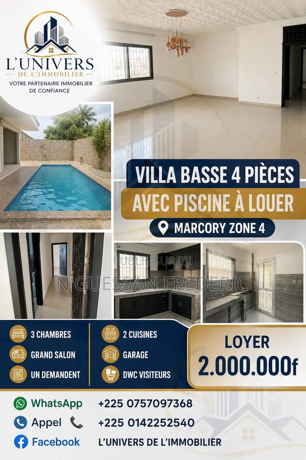 3chbre Villa dans Marcory à Louer