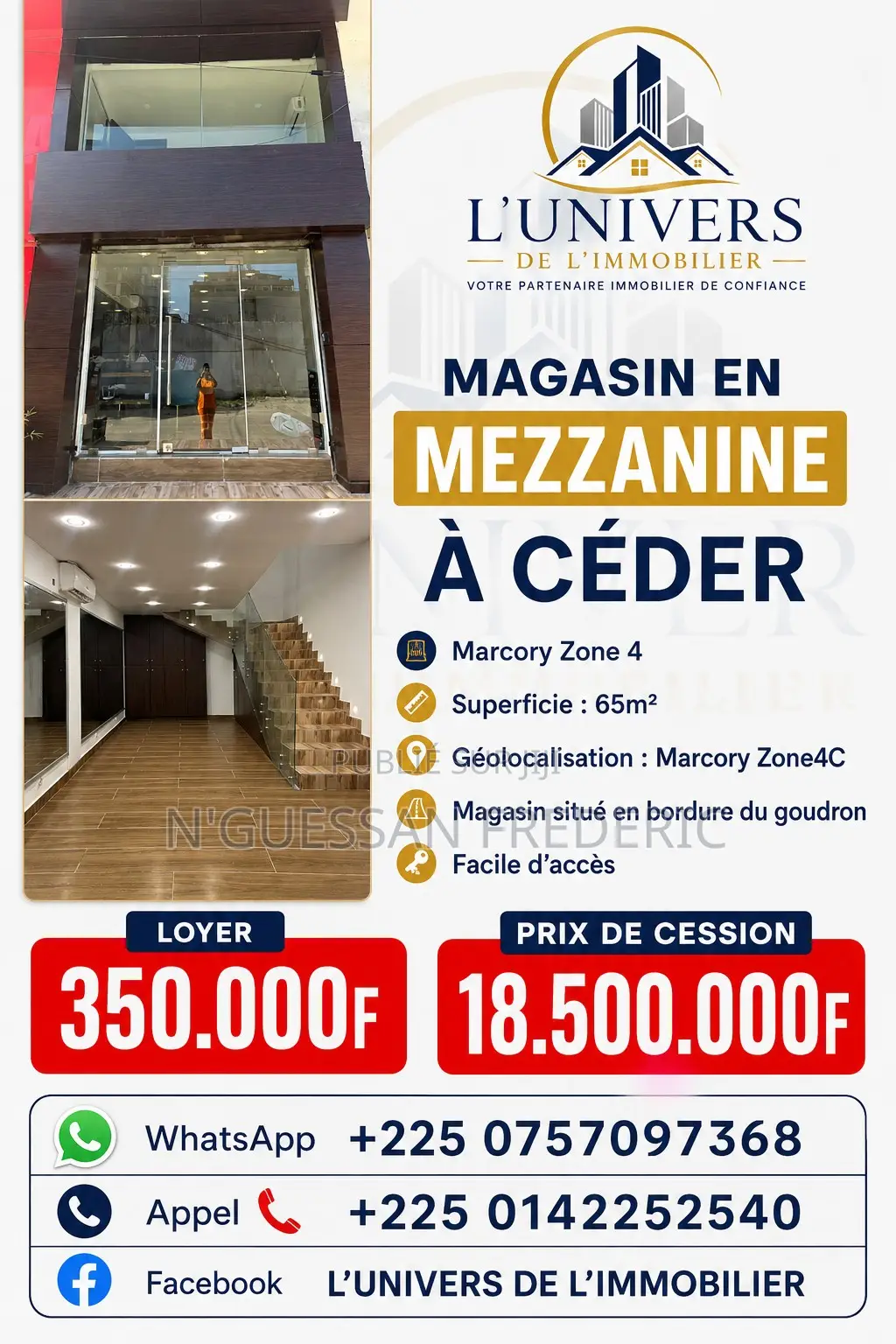 Magasin en Mezzanine À Céder À Marcory Zone 4