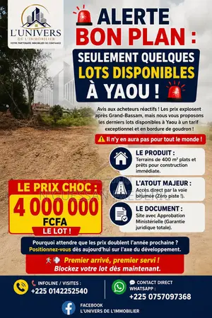 Des Terrains De 400m2 en Vente À Yaou Grand-Bassam