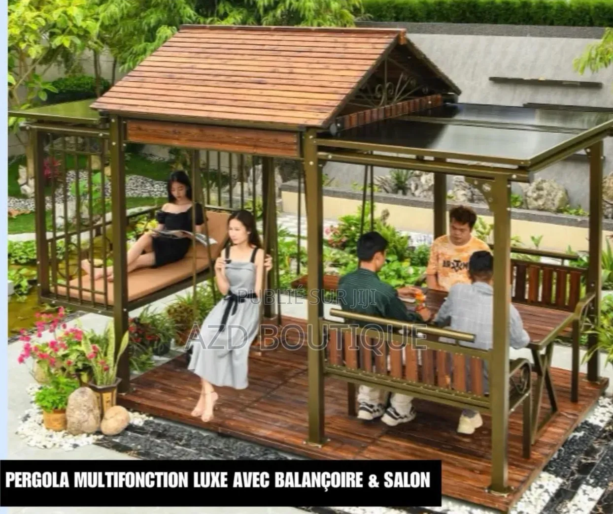 Pergola Multifonctions Avec Balançoire Et Salon