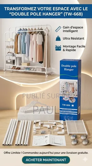 Étagère De Rangement De Vêtements Et Chaussures, Double Barre