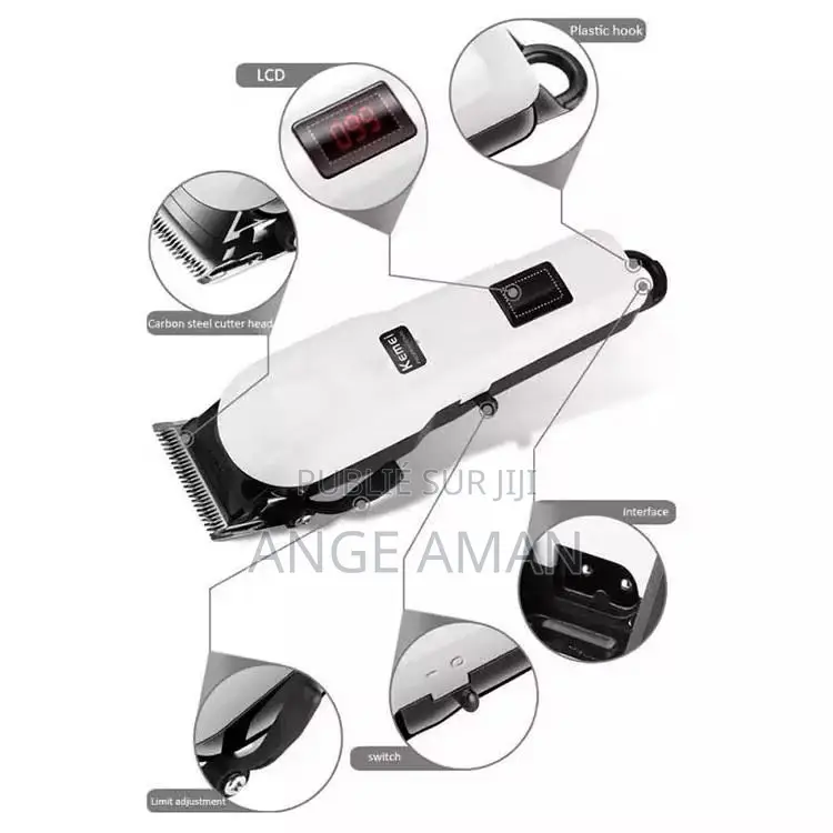 Tondeuse Professionnelle Sans Fil Kemei Avec Écran Led