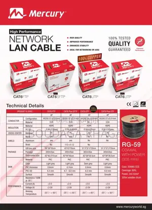 Câble Réseau Mercury Cat 6 Utp (100 % Cuivre) (305 M)