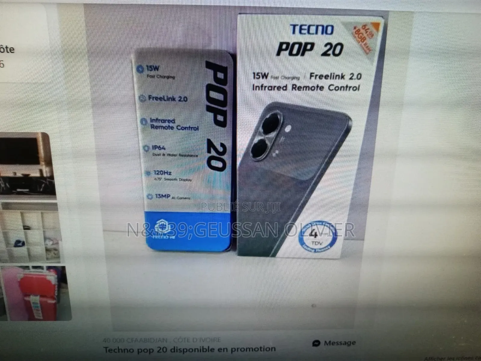 Nouveau Tecno Pop 20 128 GB Noir