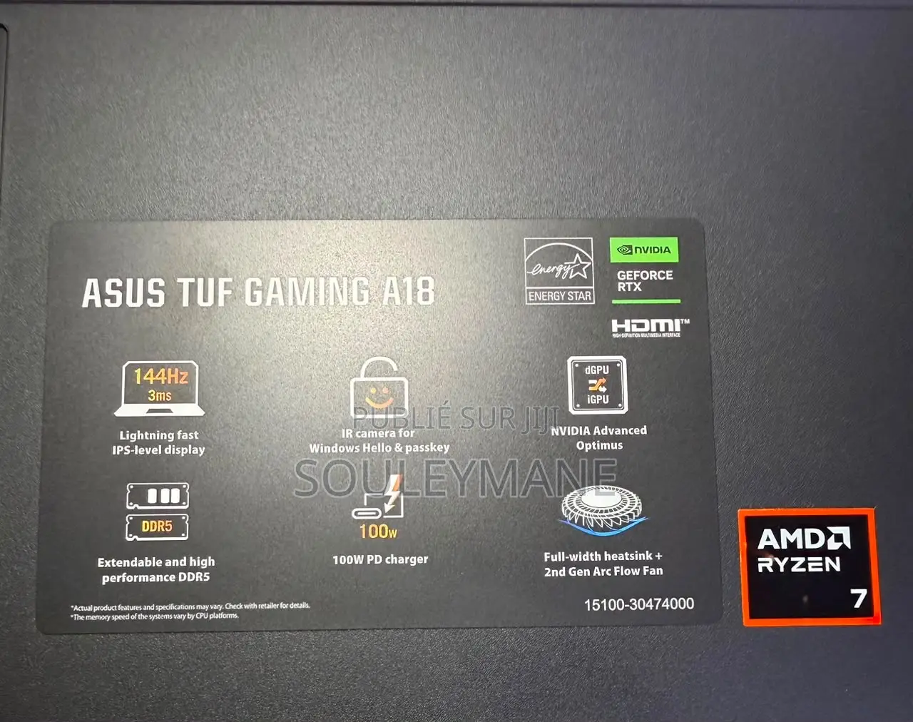 Nouveau Ordinateur portable Asus TUF Gaming A17 16GB AMD Ryzen 7 SSD 1T