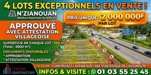 Quatre (04) Lots a Vendre N'zianouan Bordure Autoroute