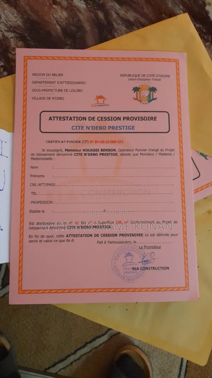 Des Terrains De 500 M2 À Vendre À Yamoussoukro