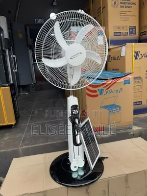 Ventilateur Rechargeable - Panneaux Solaires - 2 Ampoules 12V - 18"