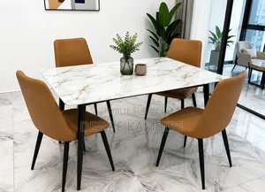 Table À Manger Moderne en Marbre + 4 Chaises