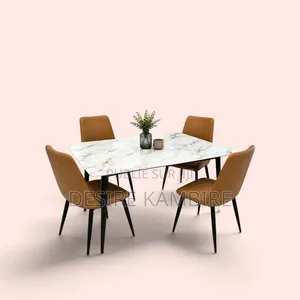 Table À Manger Moderne en Marbre + 4 Chaises