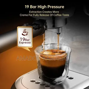 Machine a Cafe Expresso Semi-Automatique en Acier Inoxydable 19Capsl