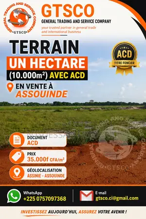 Terrain 1 Hectare Avec ACD en Vente À ASSINIE -ASSOUINDE