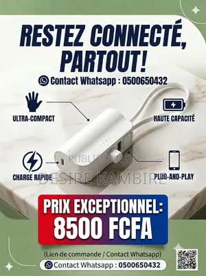 Mini Power Bank Portatif Ultra-Pratique (Connecteur Intégré)