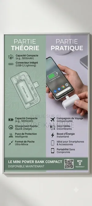 Mini Power Bank Portatif Ultra-Pratique (Connecteur Intégré)