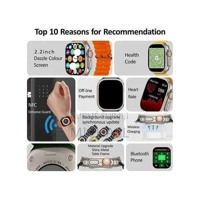 Montre Connectée T900 Ultra 2 Max - Écran 2.3" HD - Appels Bluetooth