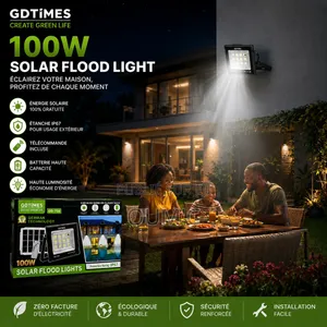 Projecteur Solaire LED 100W GDTIMES GD-756 Avec Panneau Solaire