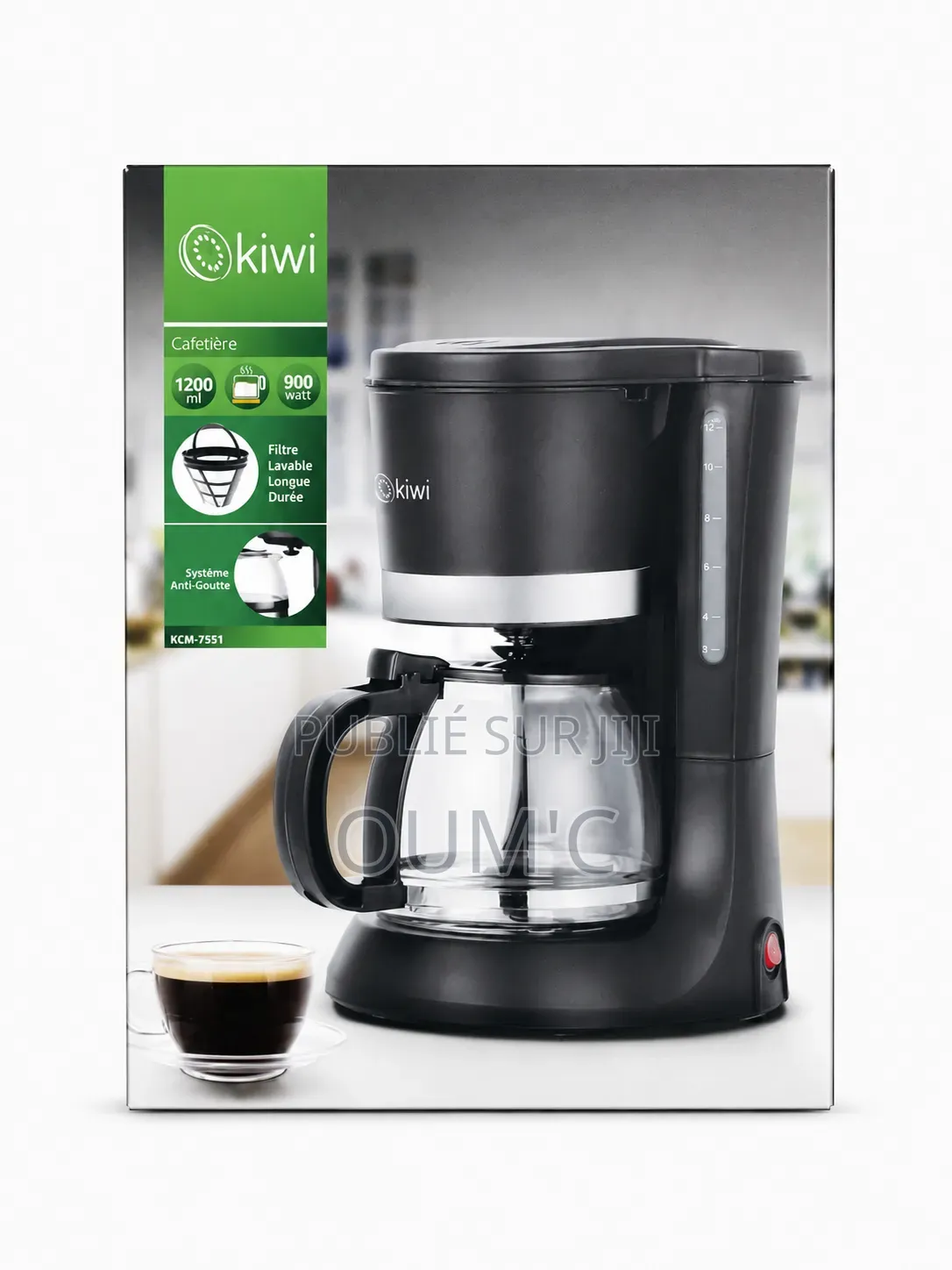 Cafetière Filtre Kiwi KCM-7551 – 12 Tasses – 900W